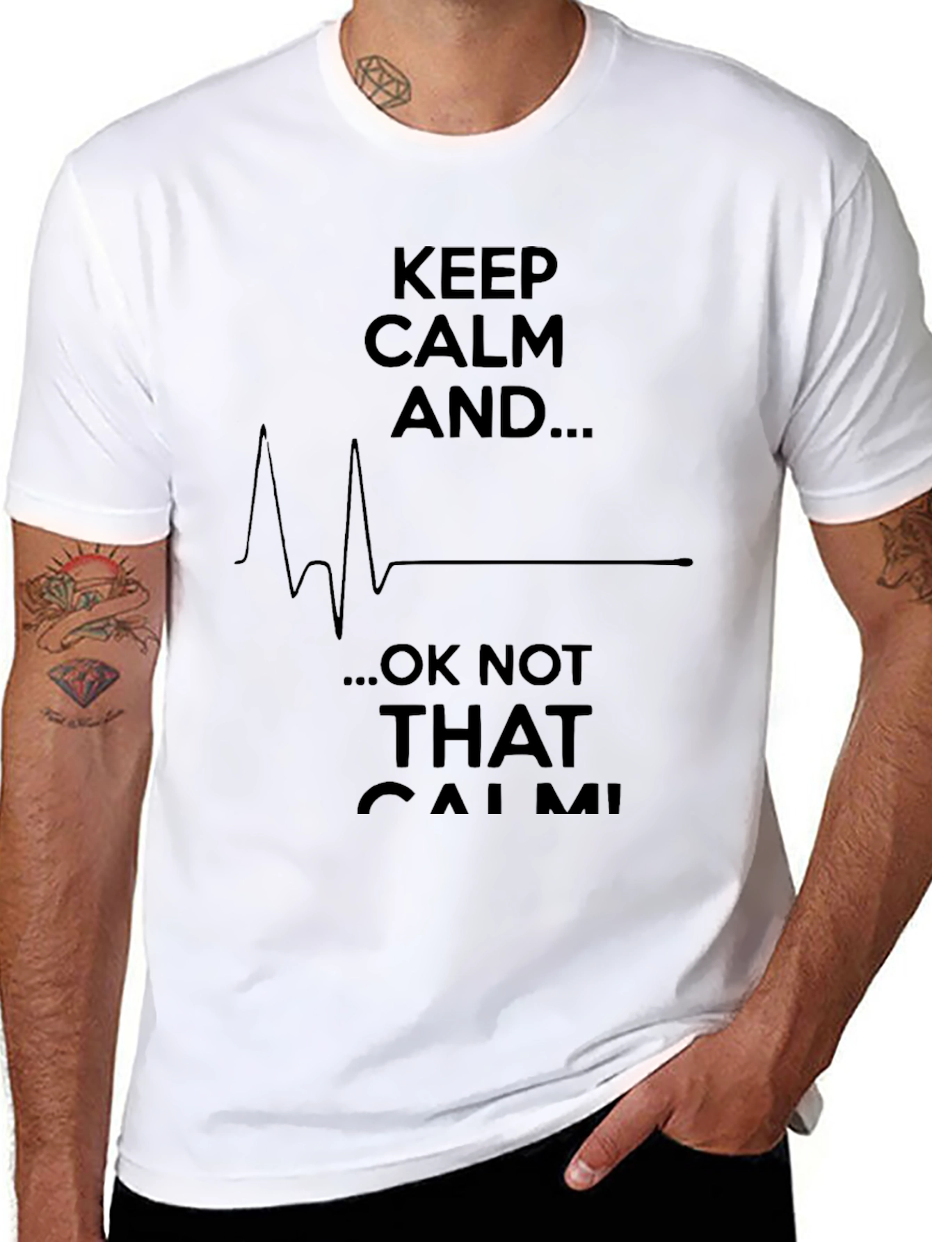 Keep Calm EKG Humorous Graphic T-Shirt