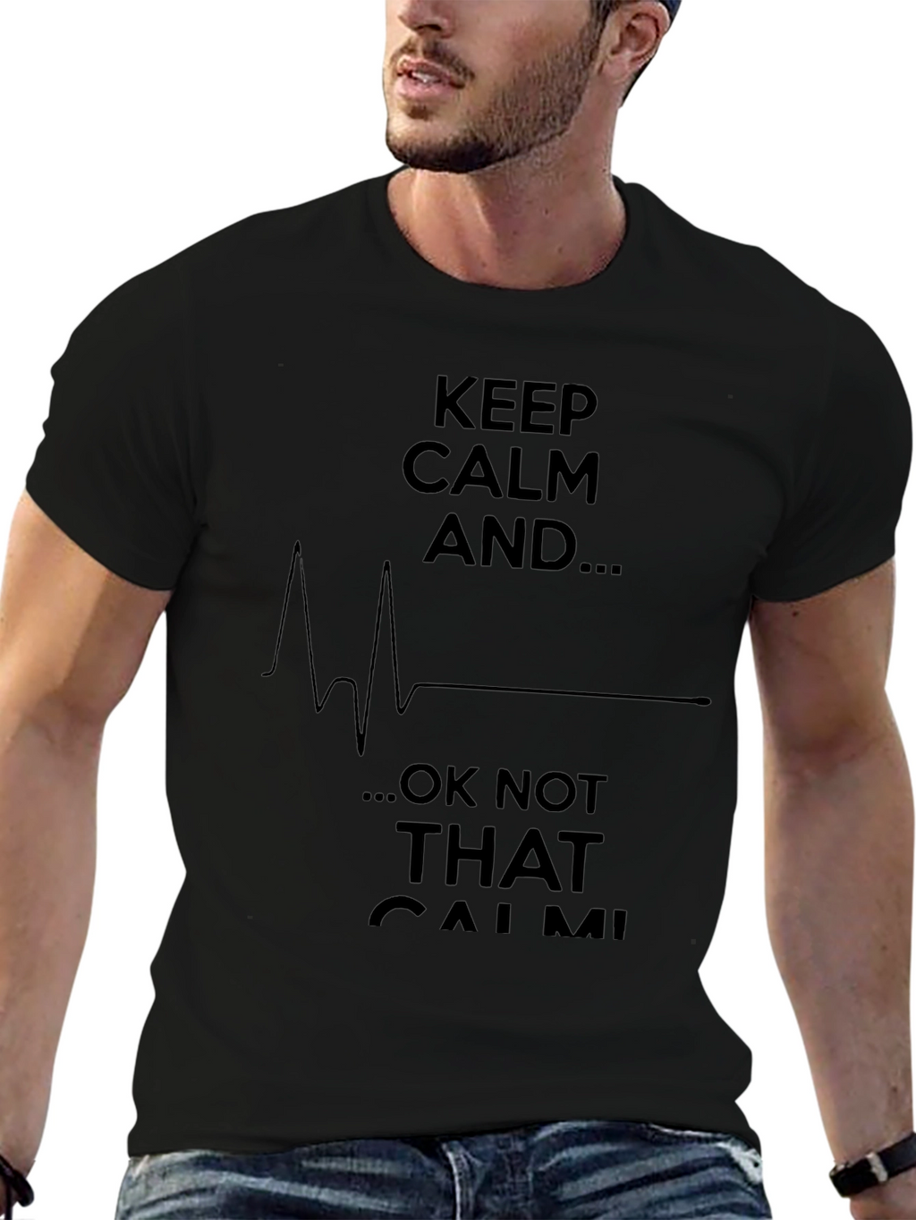 Keep Calm EKG Humorous Graphic T-Shirt