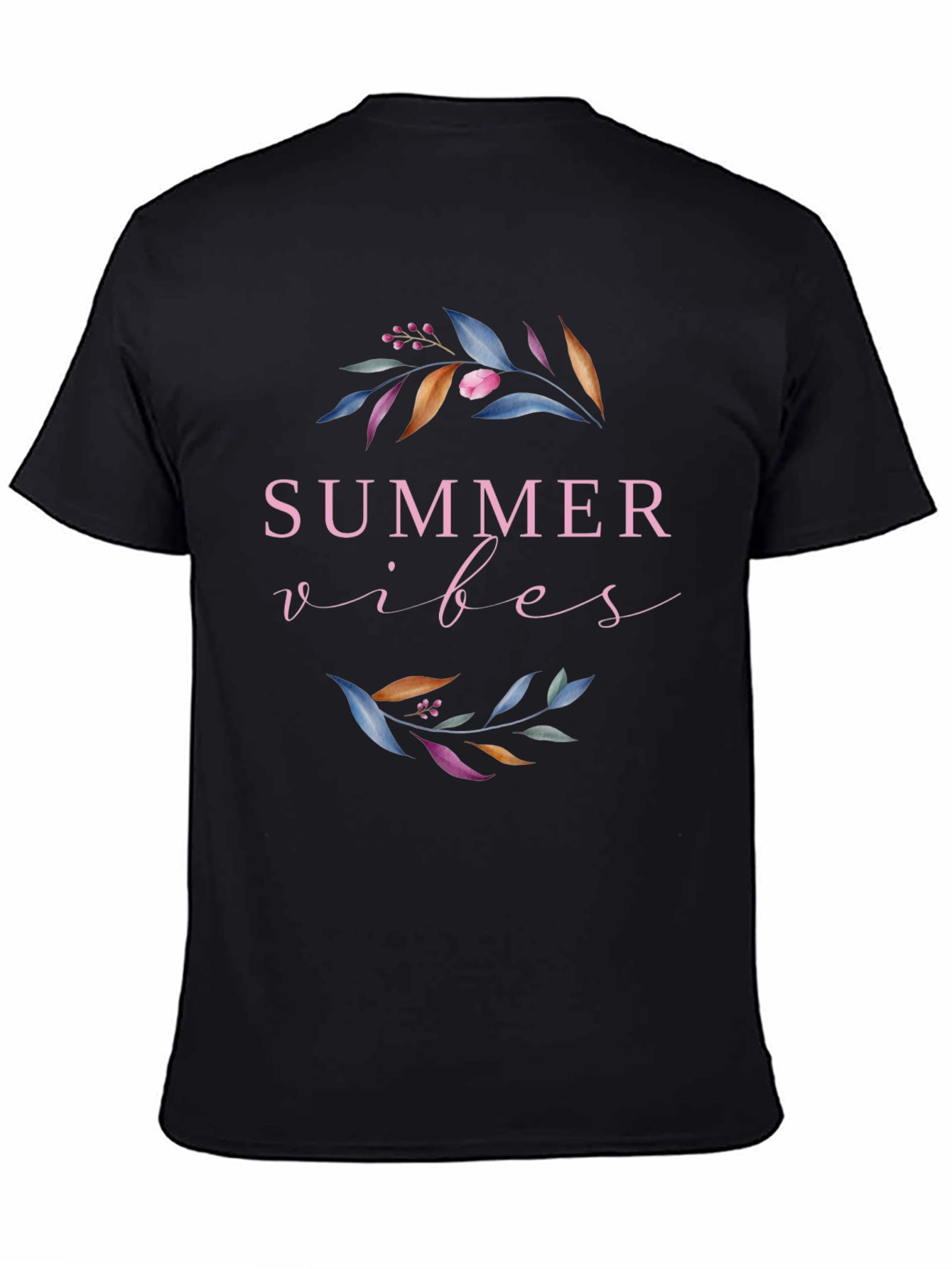 Summer Vibes Graphic Tee - Black Casual T-Shirt