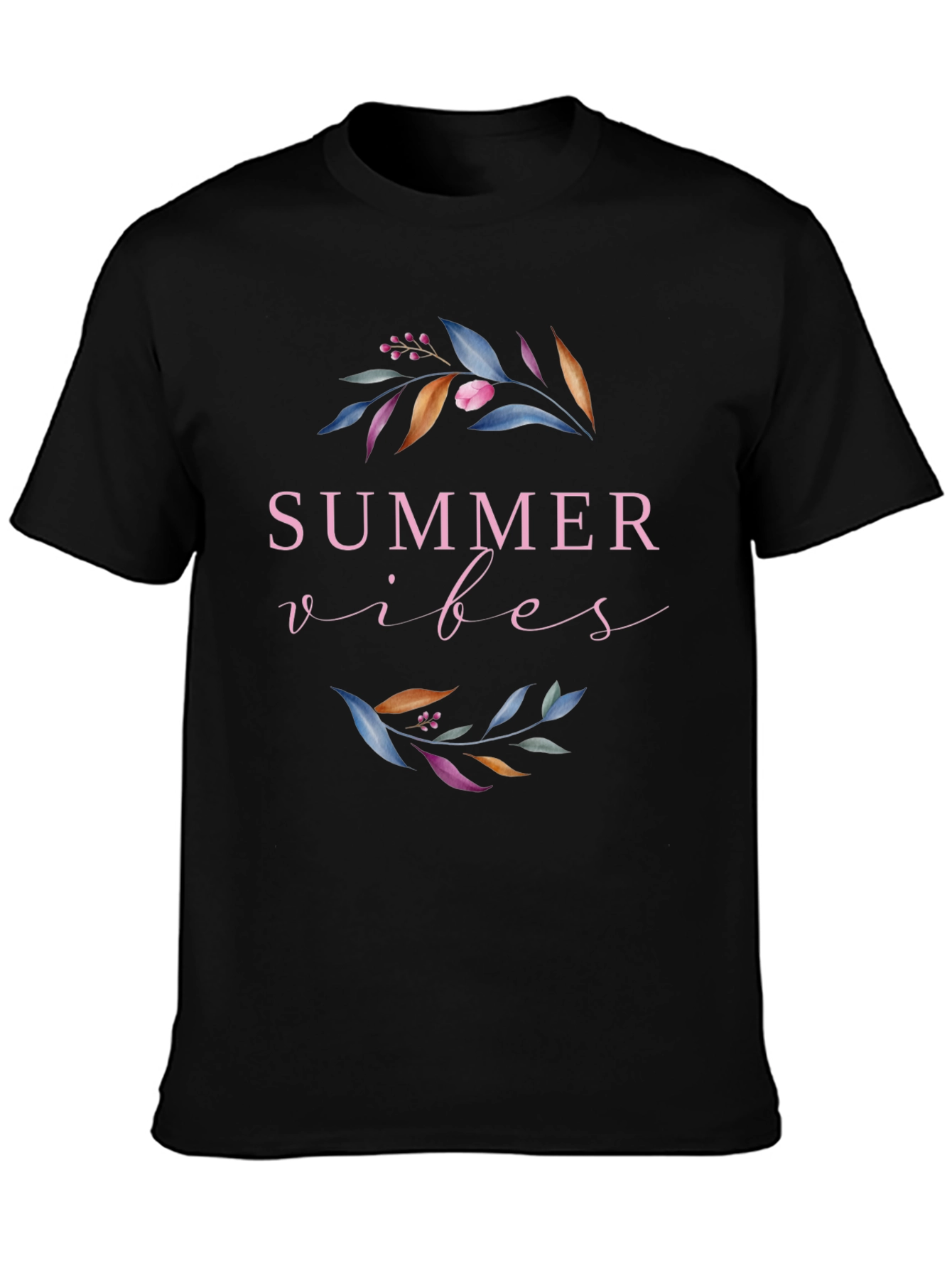 Summer Vibes Graphic Tee - Black Casual T-Shirt