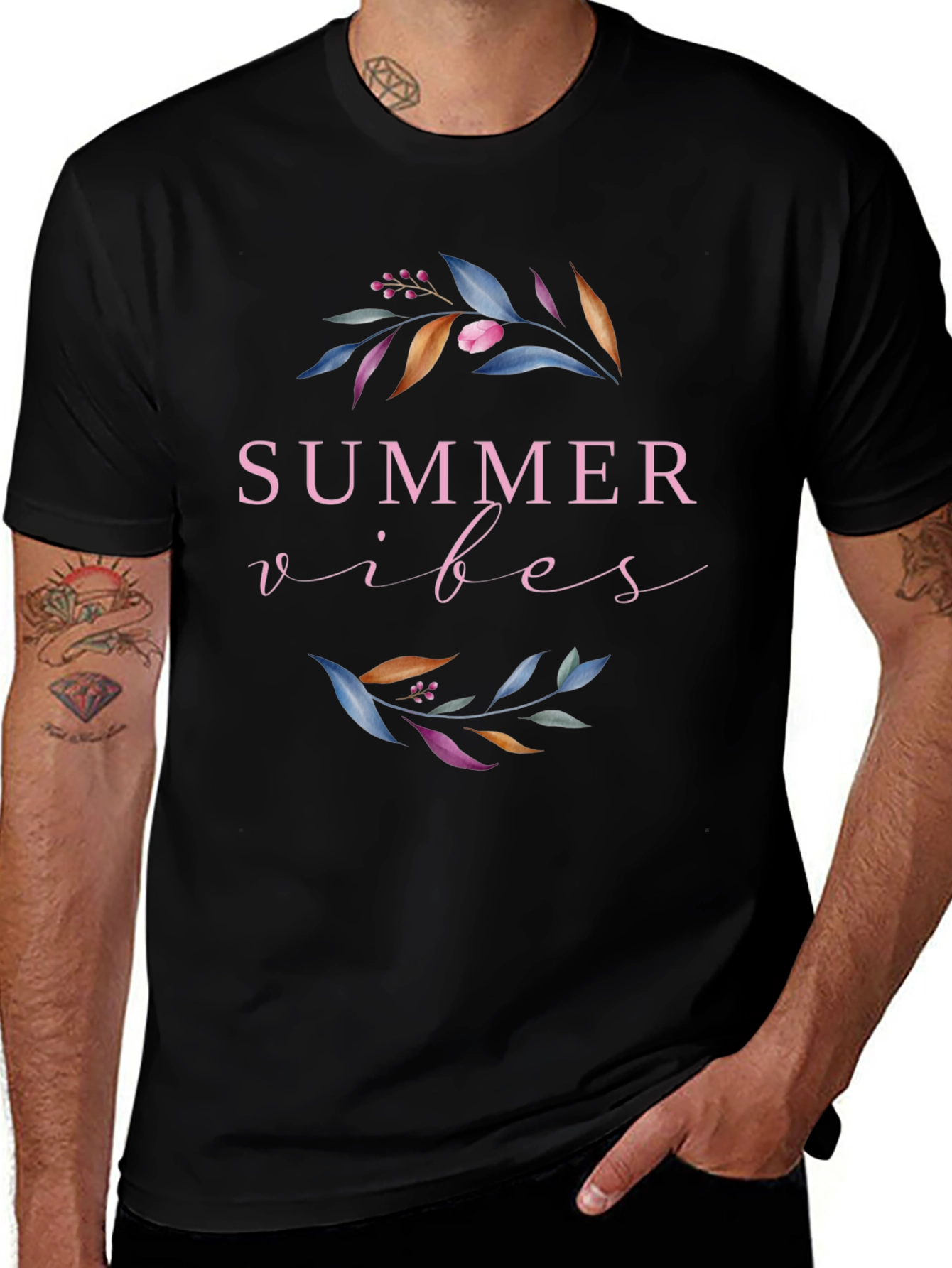 Summer Vibes Graphic Tee - Black Casual T-Shirt