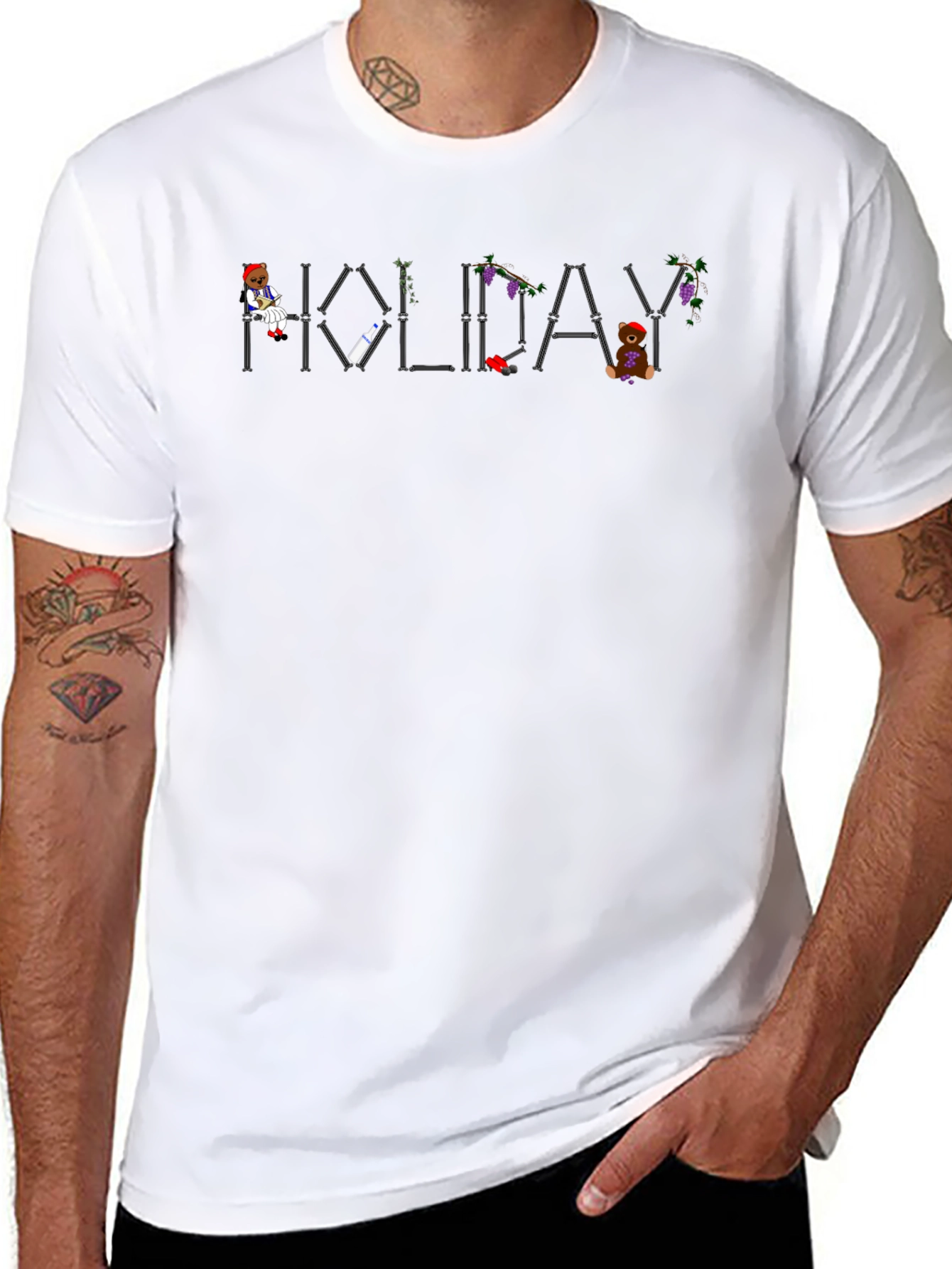 Holiday Graphic Print Mens Black T-Shirt