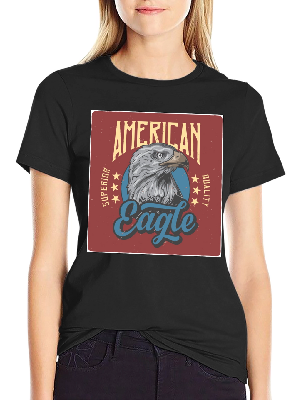American Eagle Graphic Print Black T-Shirt
