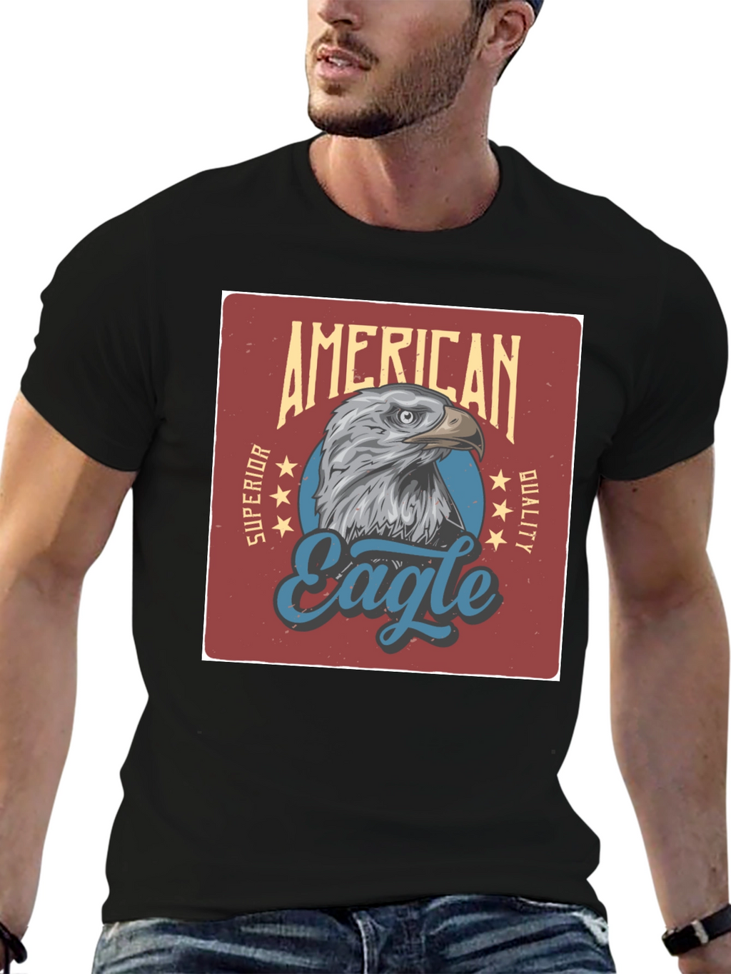 American Eagle Graphic Print Black T-Shirt