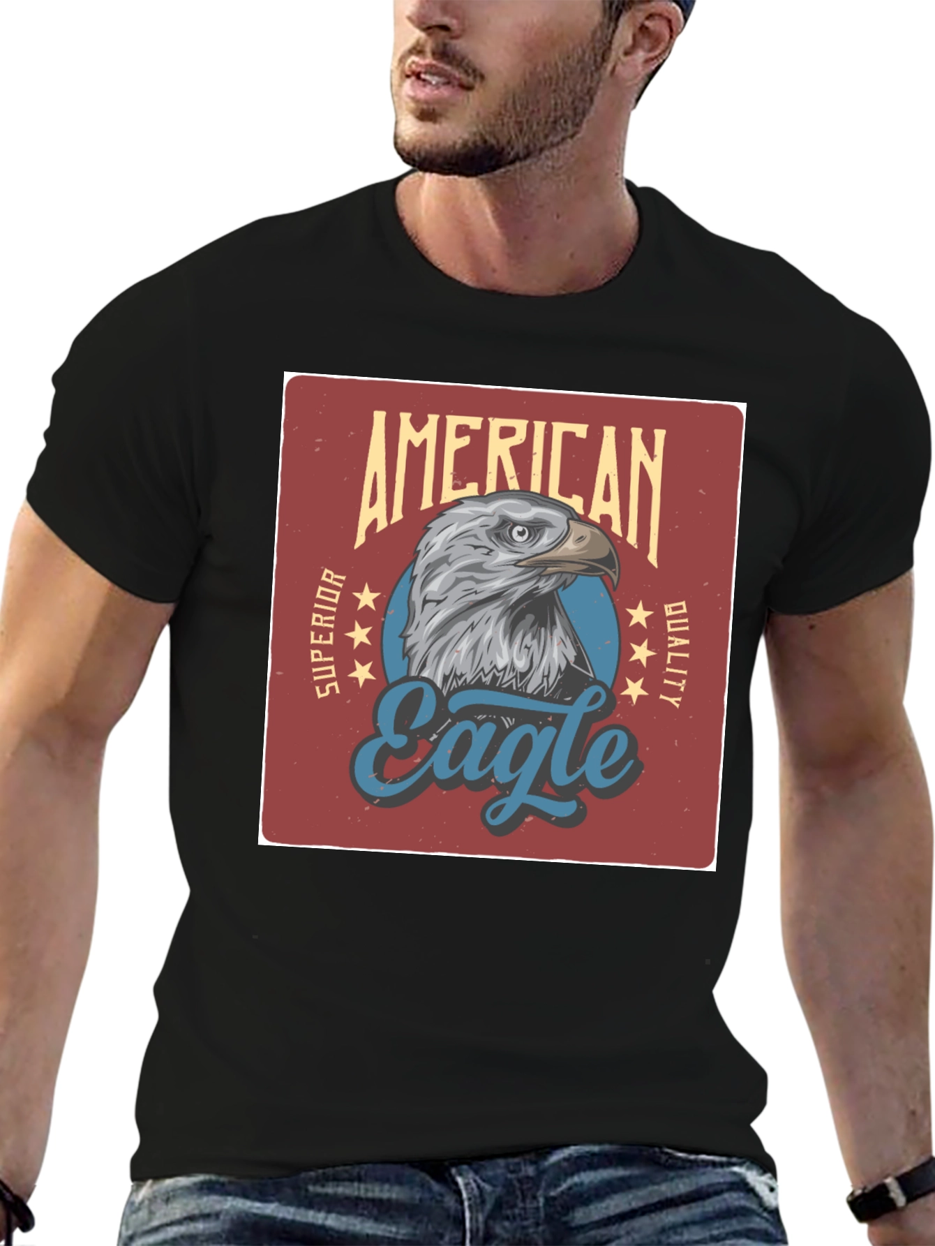 American Eagle Graphic Print Black T-Shirt