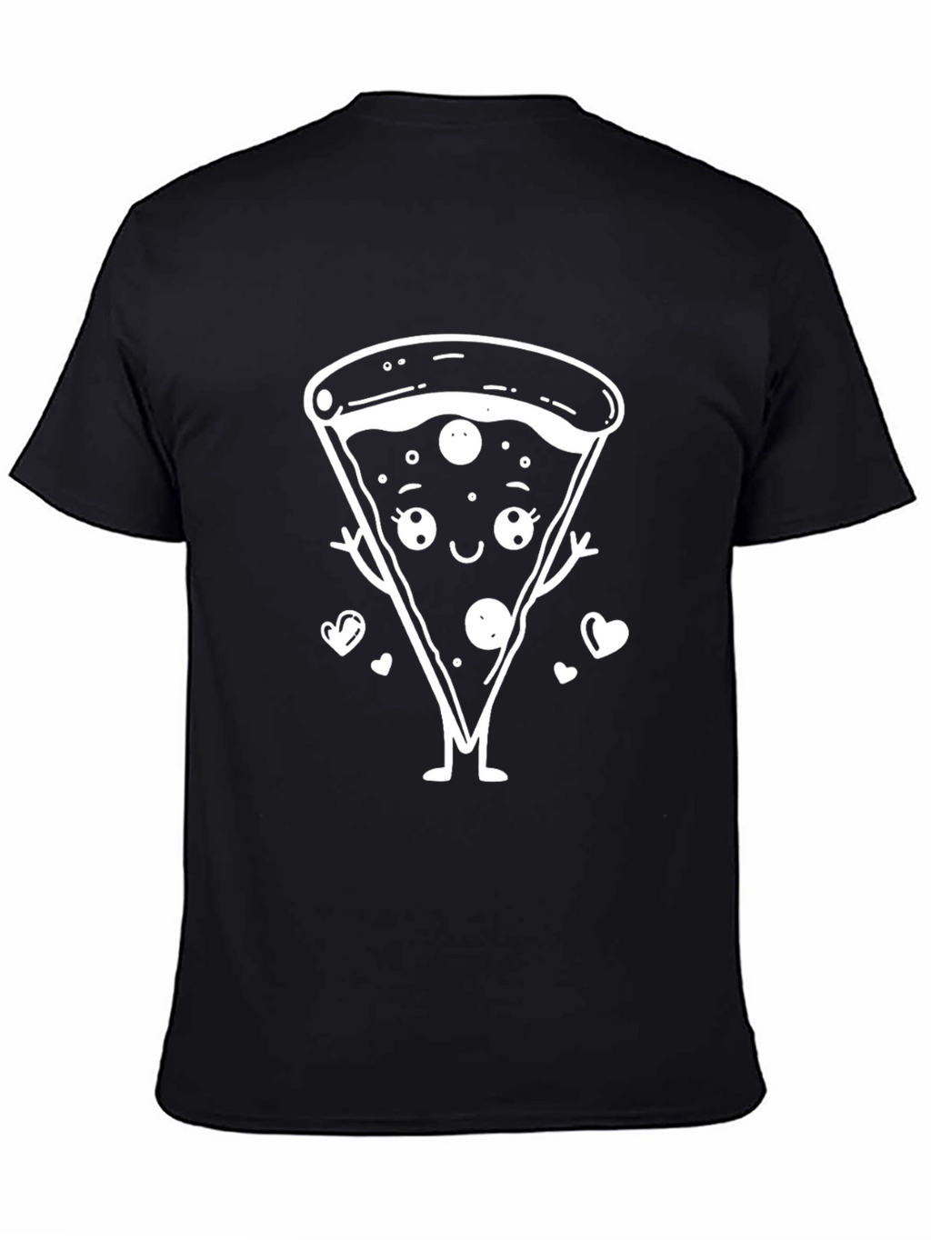 Cute Pizza Slice Graphic Tee - Black Cotton Shirt
