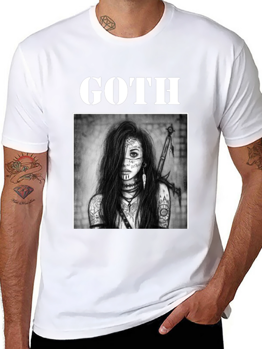 Goth Warrior Woman Black T-Shirt