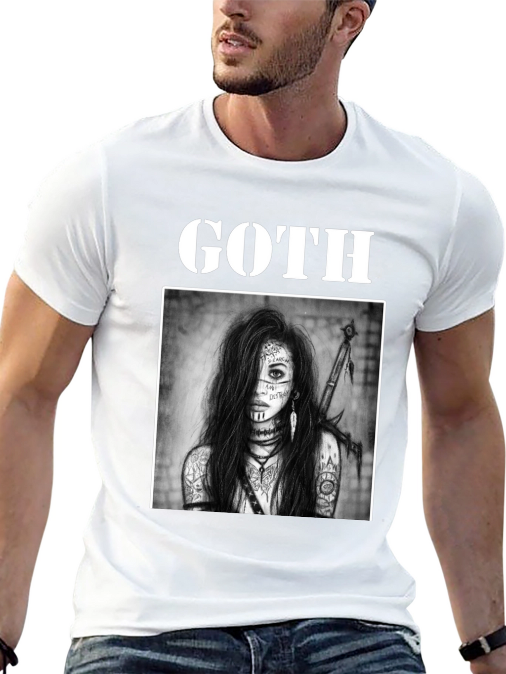 Goth Warrior Woman Black T-Shirt