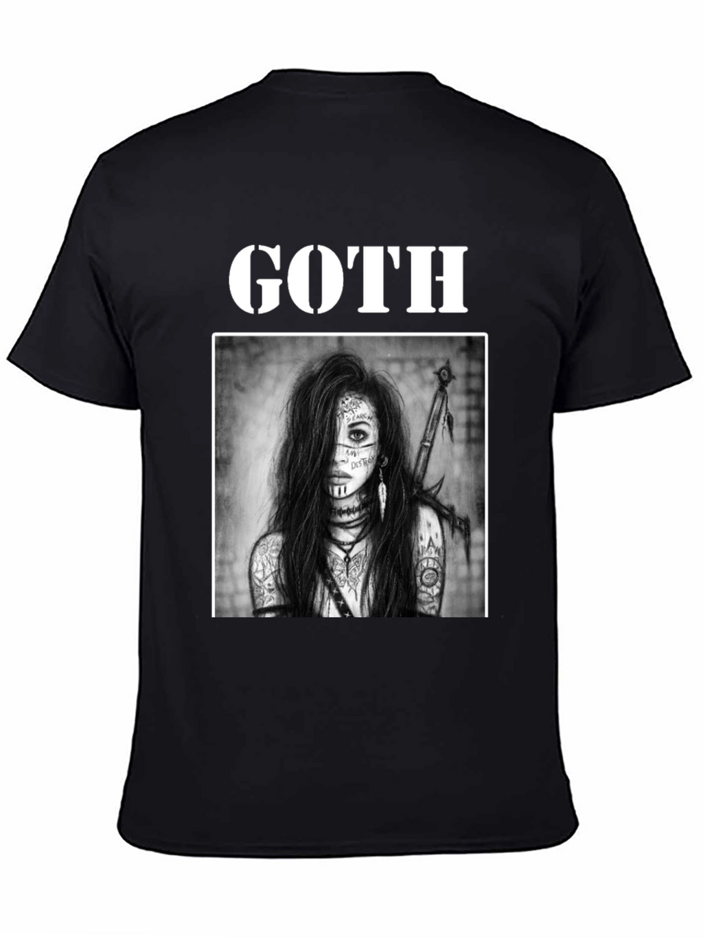 Goth Warrior Woman Black T-Shirt