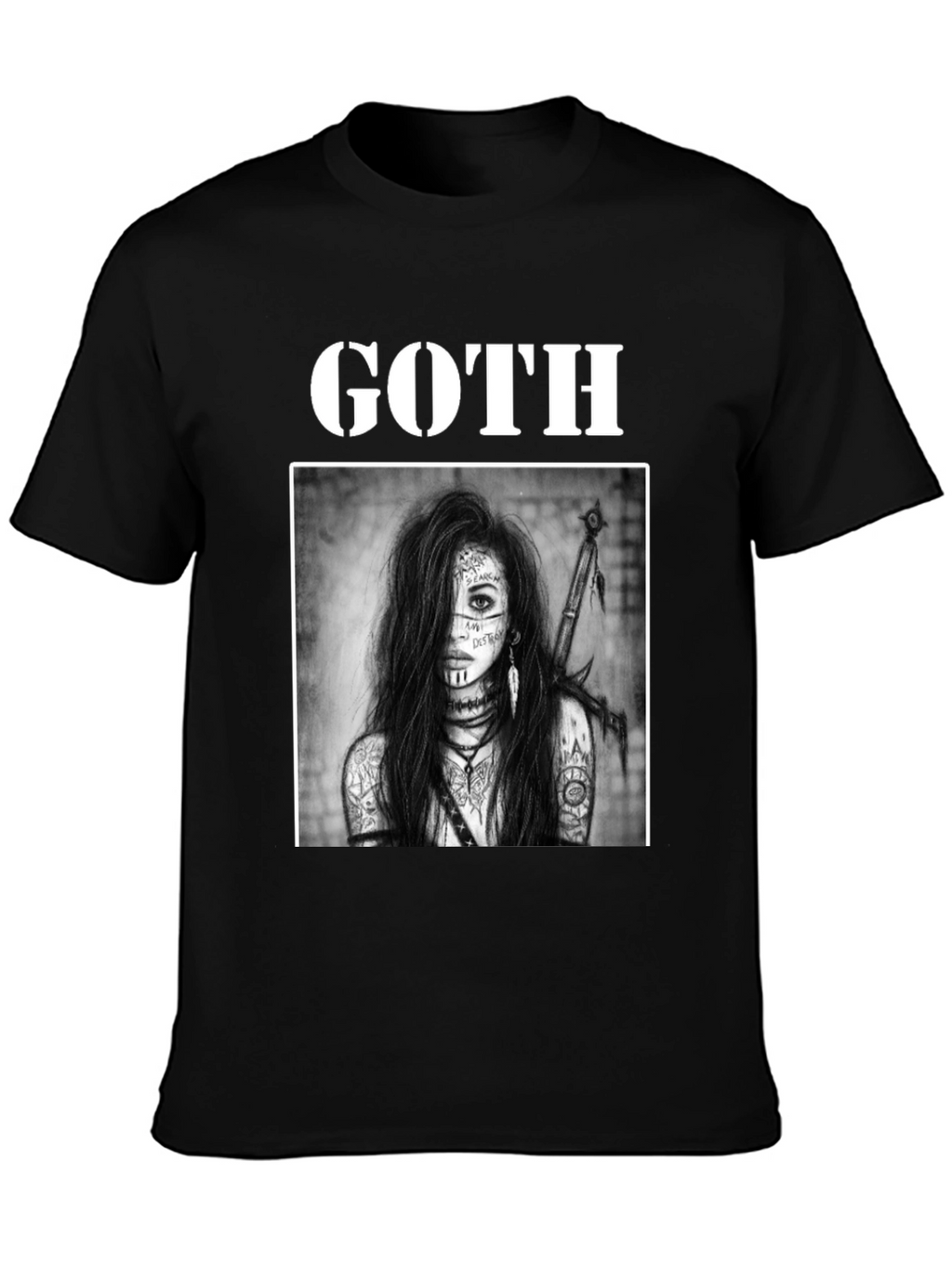 Goth Warrior Woman Black T-Shirt