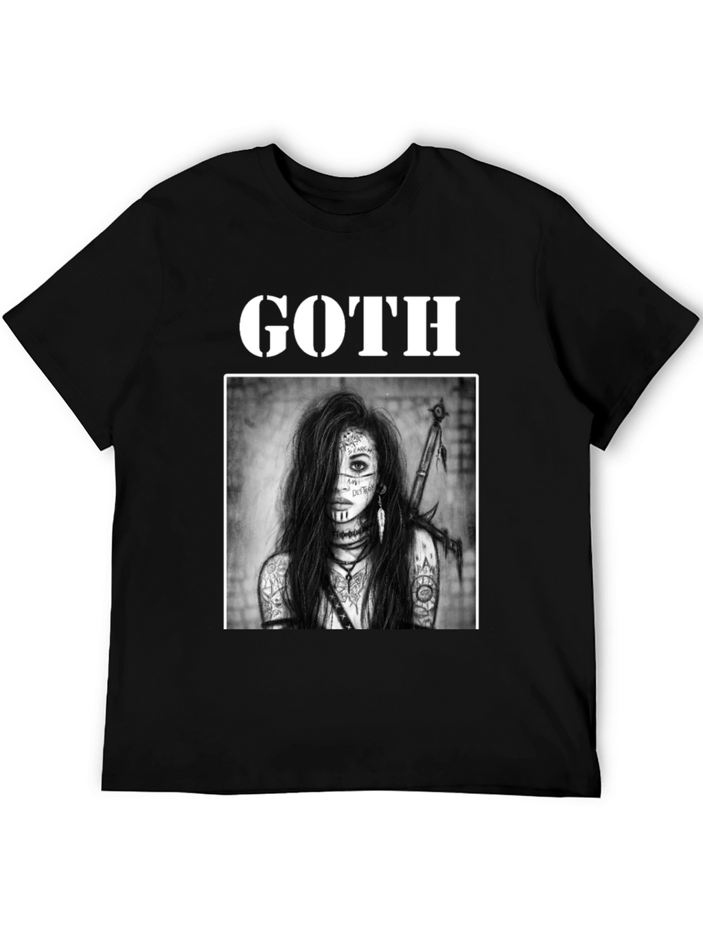Goth Warrior Woman Black T-Shirt