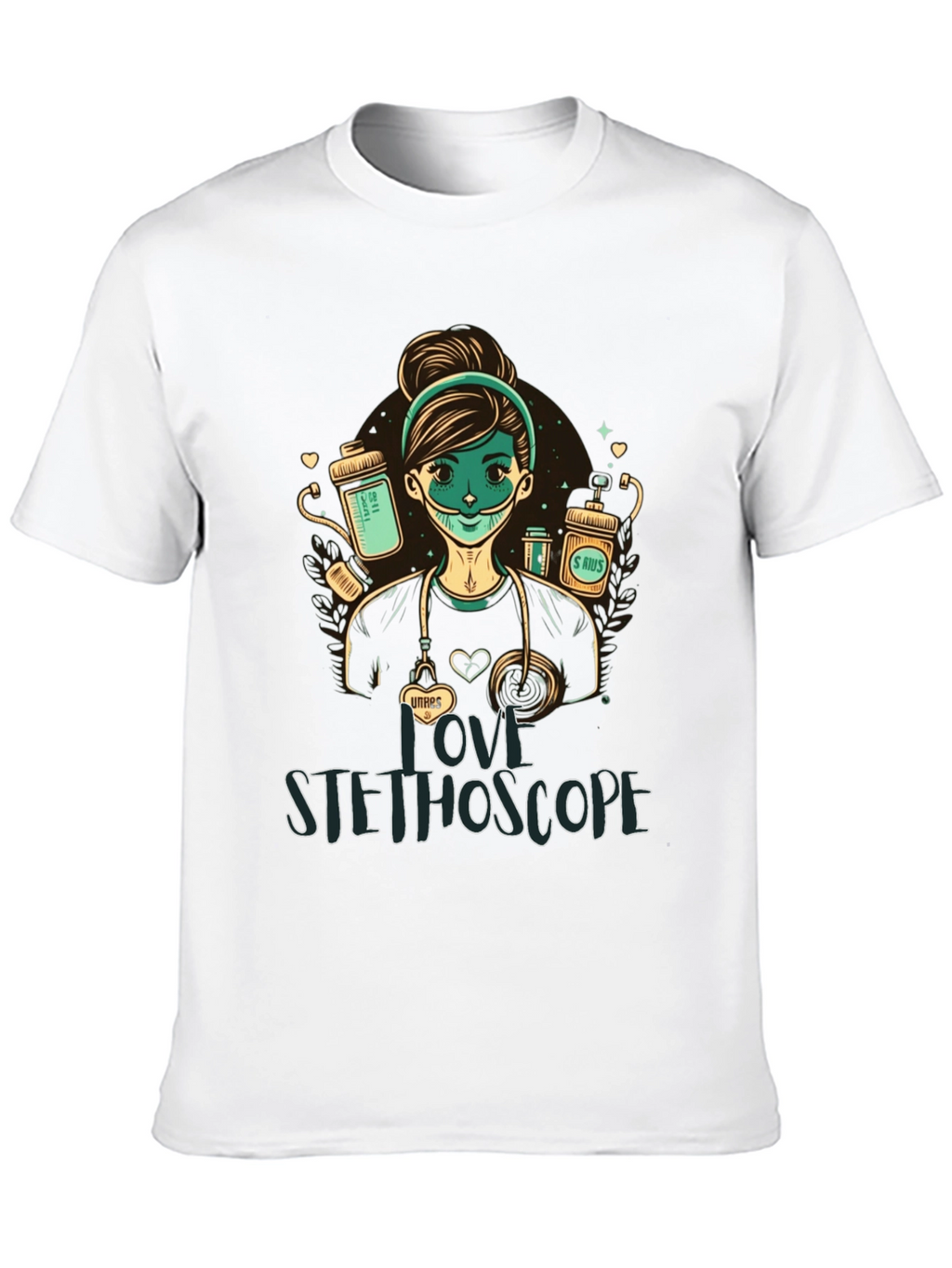 I Love Stethoscope Graphic Tee - Nurse Design