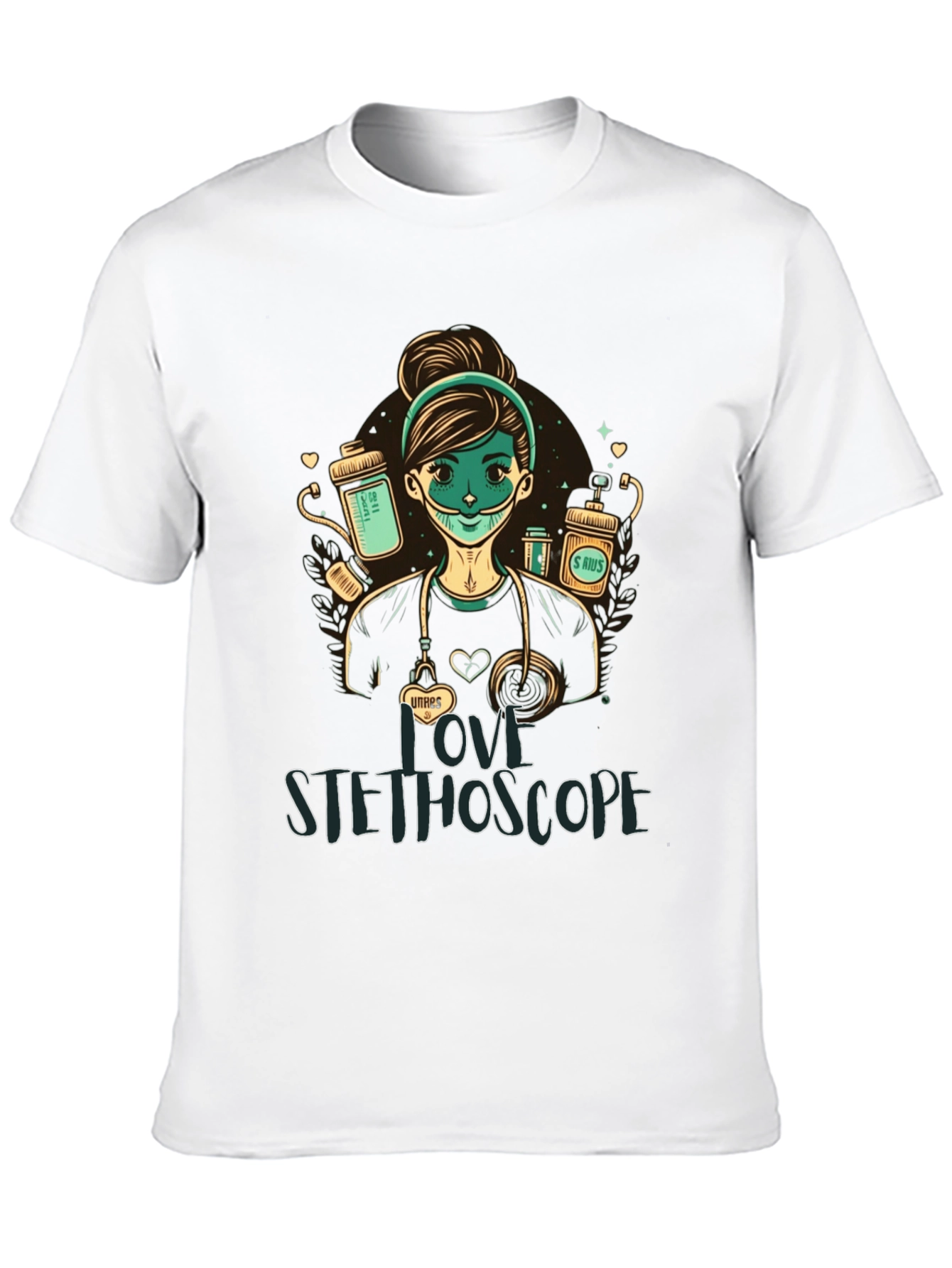 I Love Stethoscope Graphic Tee - Nurse Design