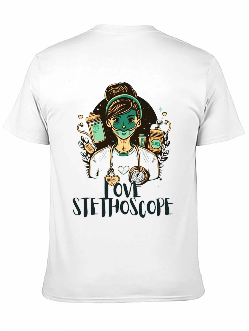 I Love Stethoscope Graphic Tee - Nurse Design