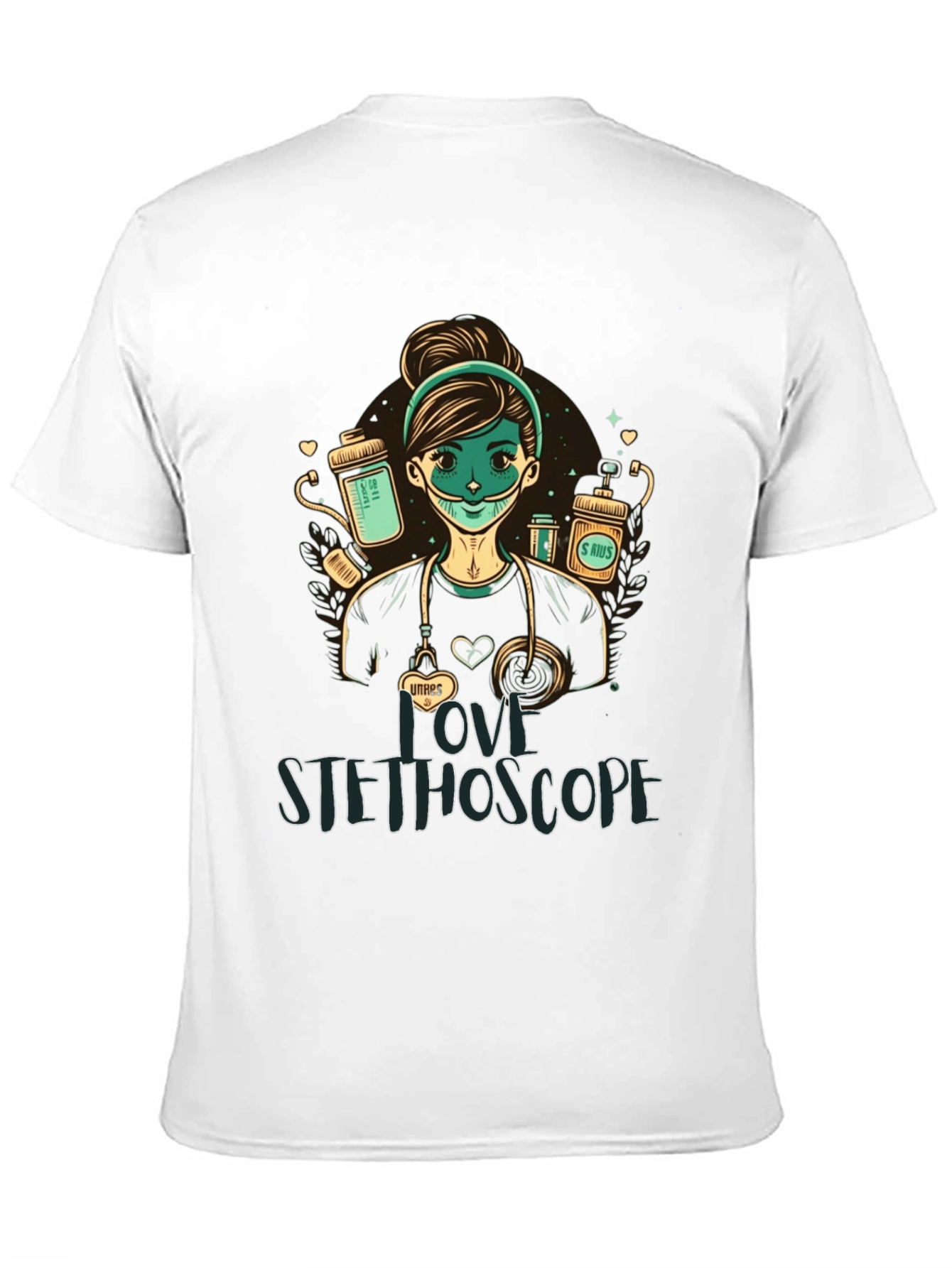 I Love Stethoscope Graphic Tee - Nurse Design