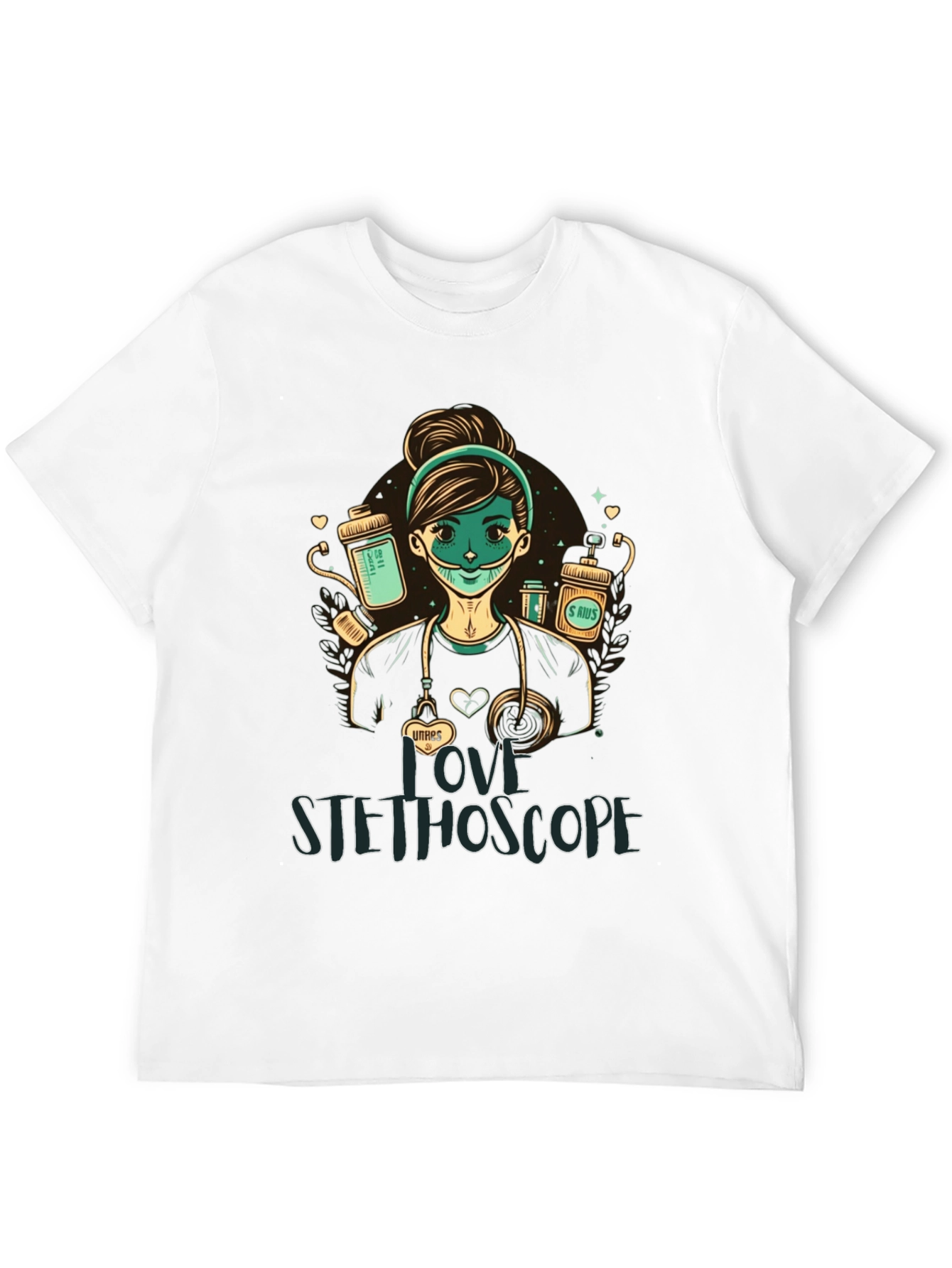 I Love Stethoscope Graphic Tee - Nurse Design