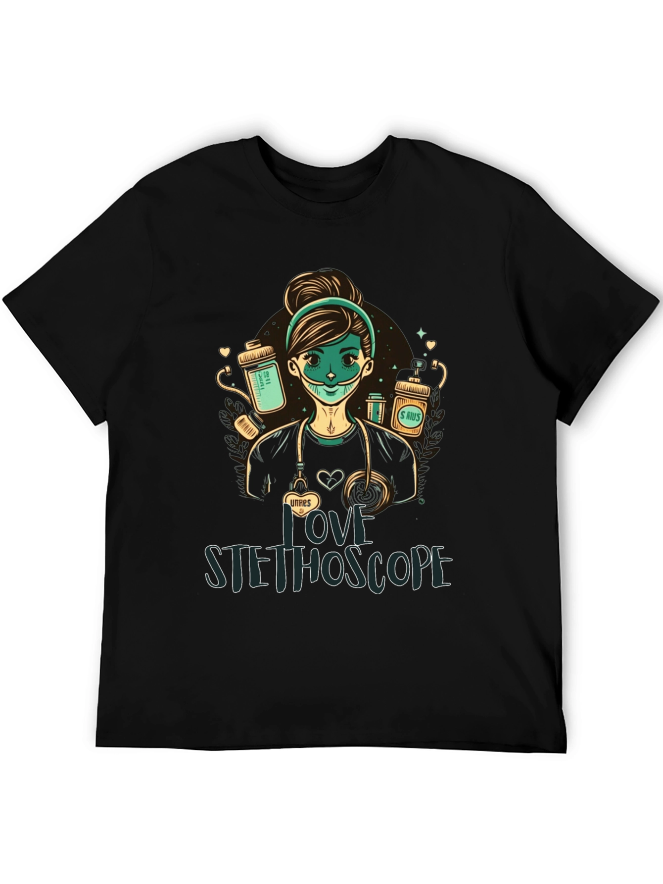 I Love Stethoscope Graphic Tee - Nurse Design