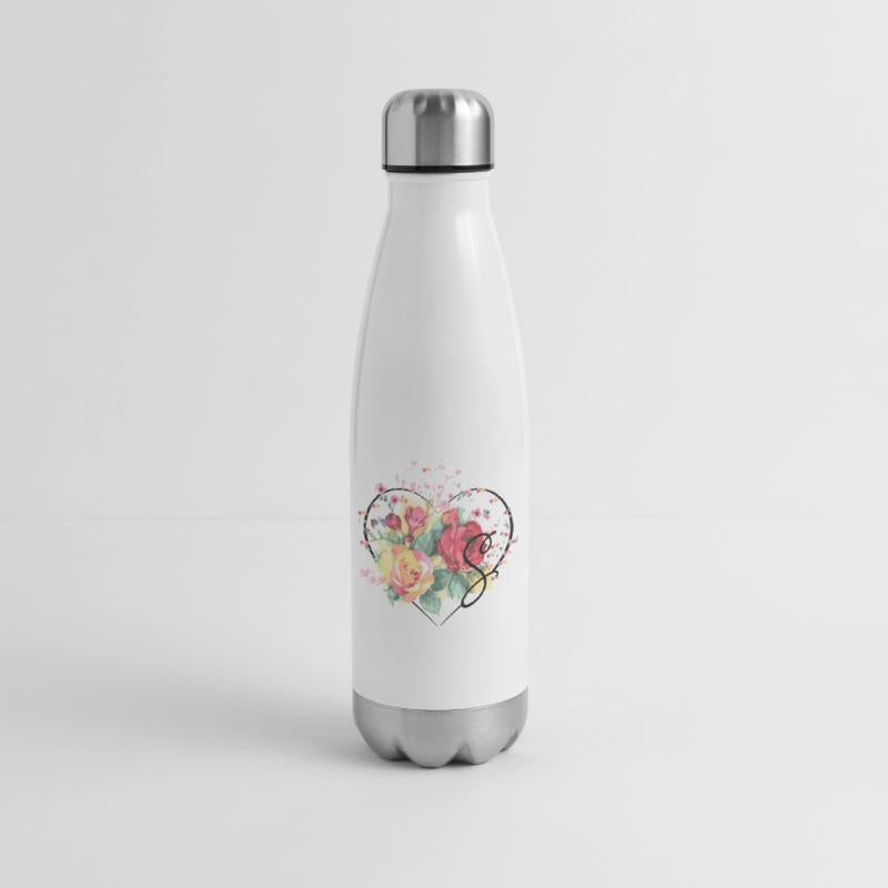 Letter S Monogram Floral Roses Heart