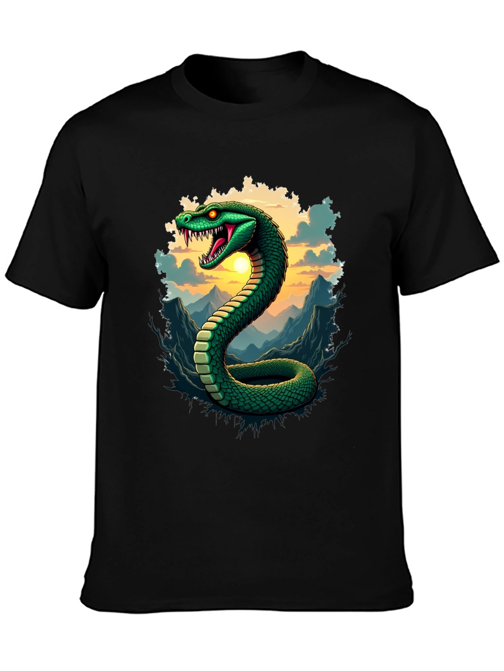 Mens Snake Graphic Tee - Black