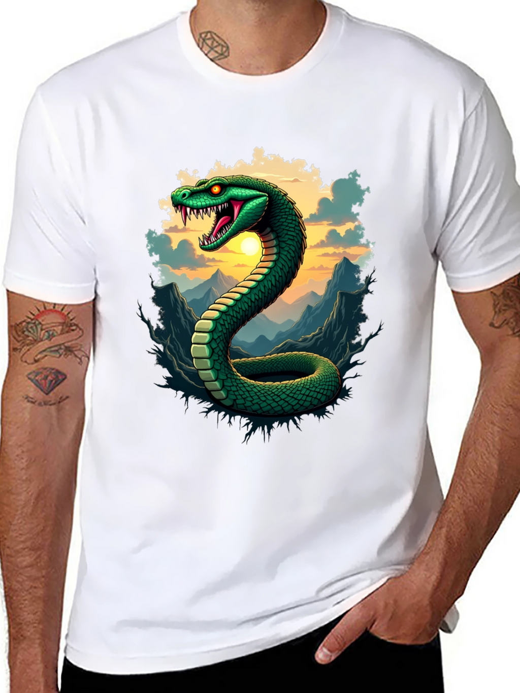 Mens Snake Graphic Tee - Black
