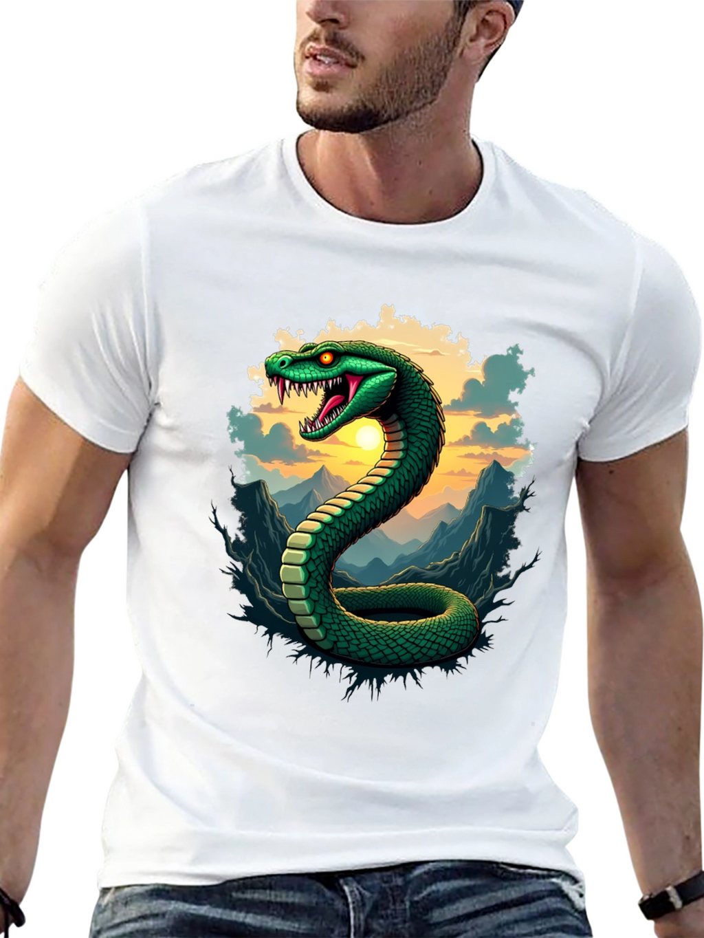 Mens Snake Graphic Tee - Black