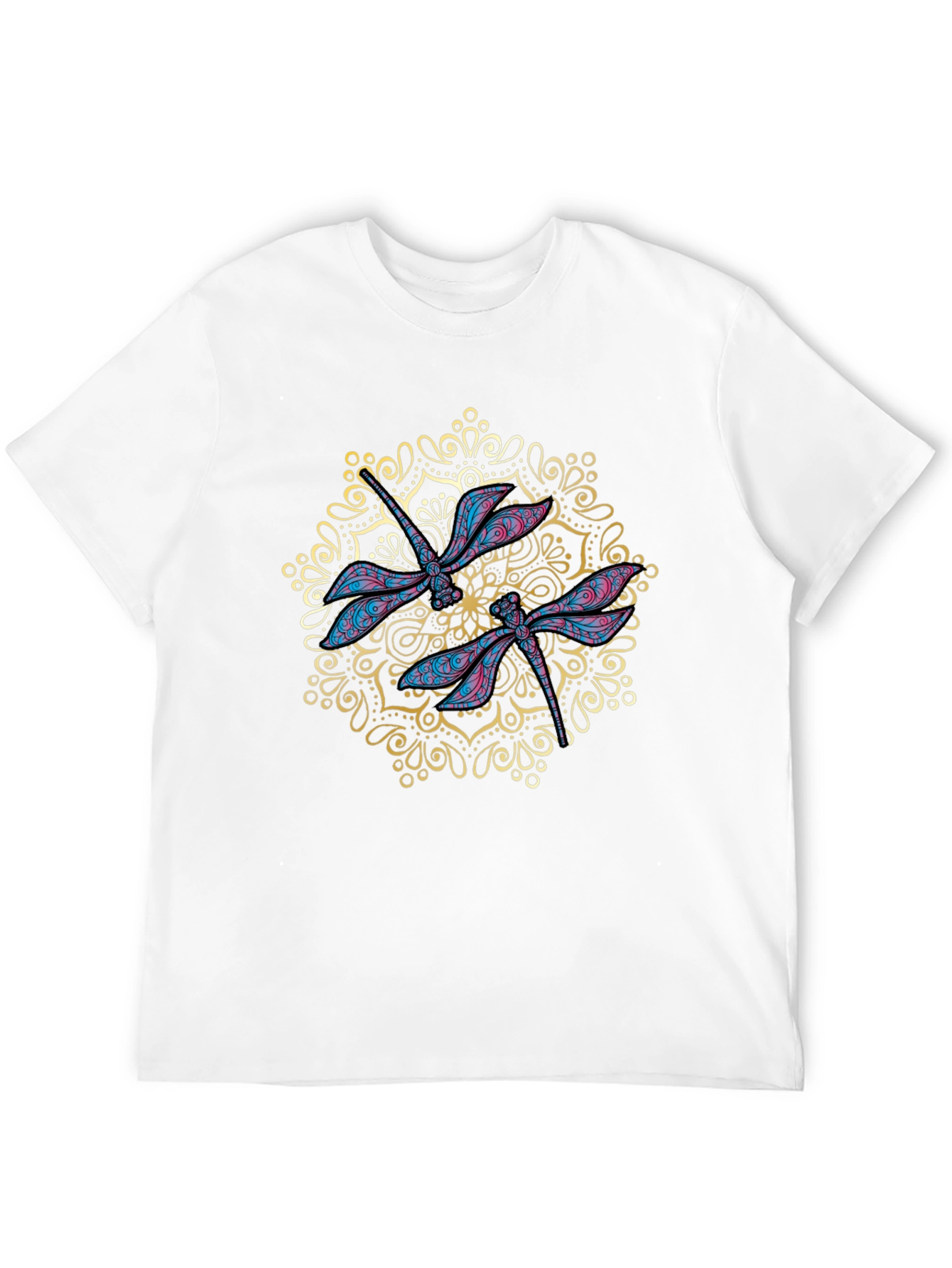 Dragonfly Mandala Graphic Black T-Shirt