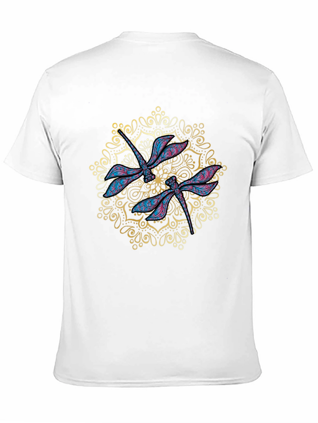 Dragonfly Mandala Graphic Black T-Shirt
