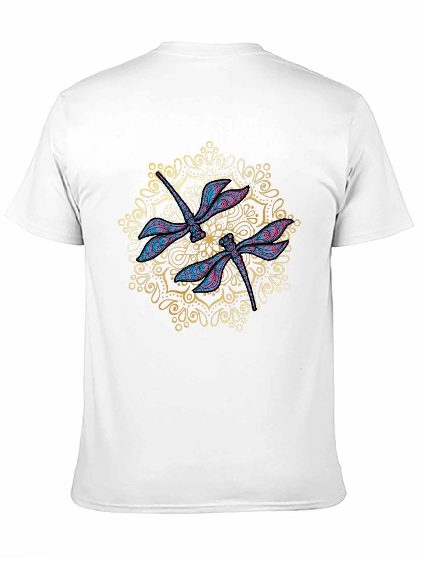 Dragonfly Mandala Graphic Black T-Shirt