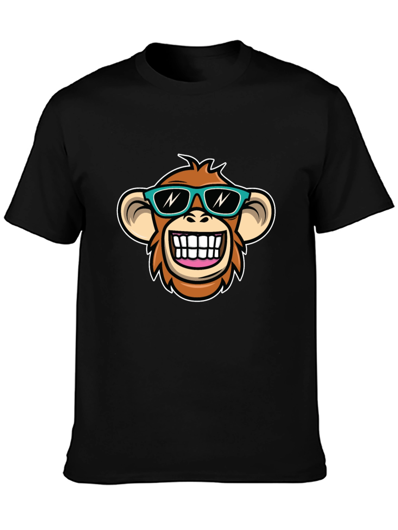 Cool Monkey Graphic T-Shirt - Black Crew Neck Tee
