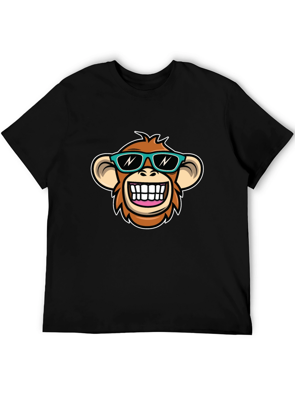 Cool Monkey Graphic T-Shirt - Black Crew Neck Tee