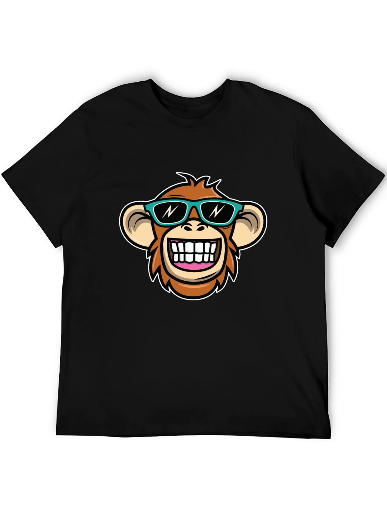 Cool Monkey Graphic T-Shirt - Black Crew Neck Tee