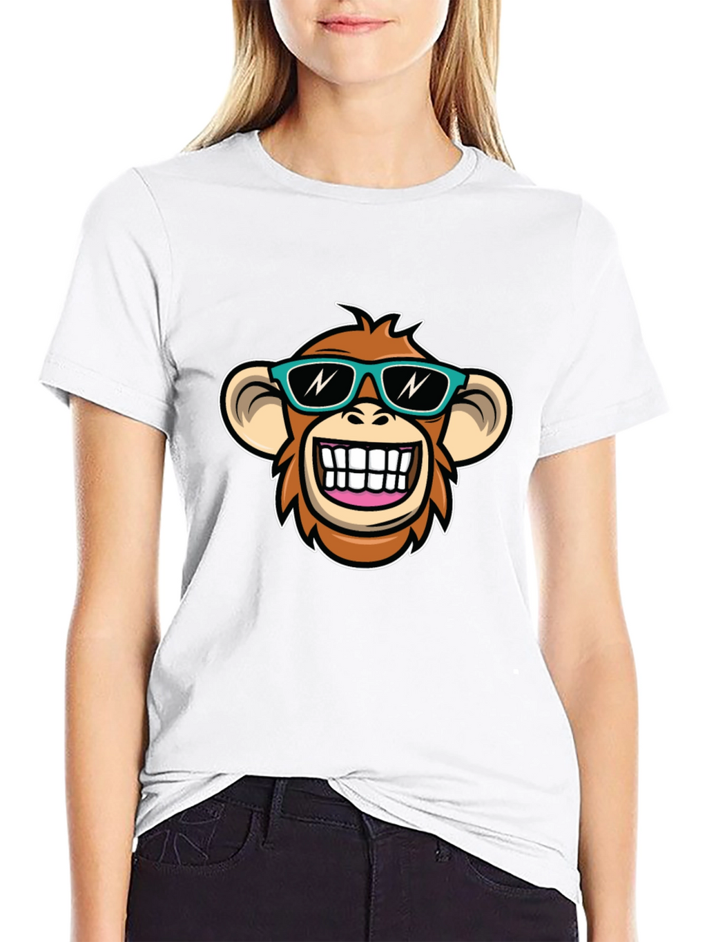 Cool Monkey Graphic T-Shirt - Black Crew Neck Tee
