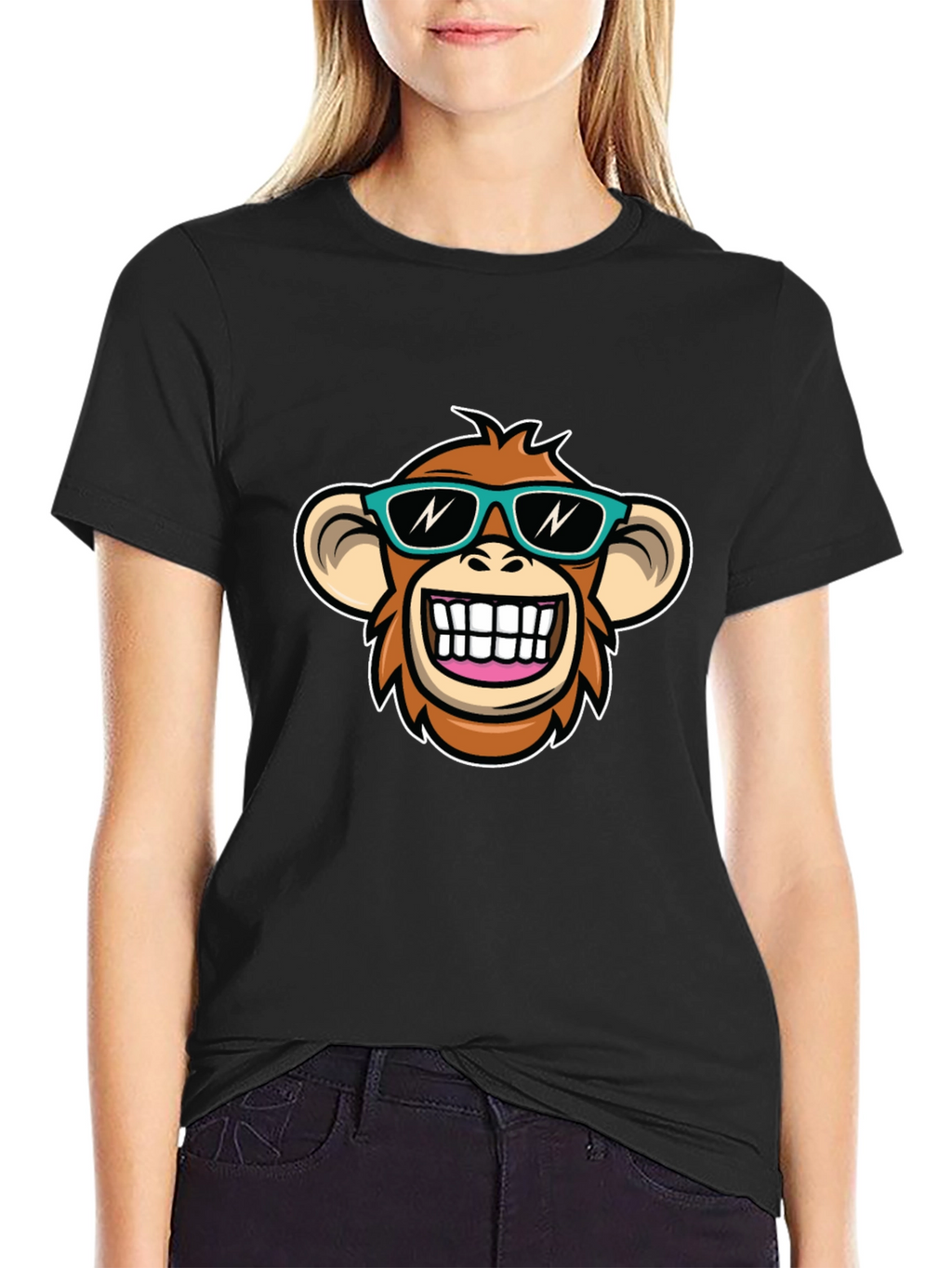 Cool Monkey Graphic T-Shirt - Black Crew Neck Tee