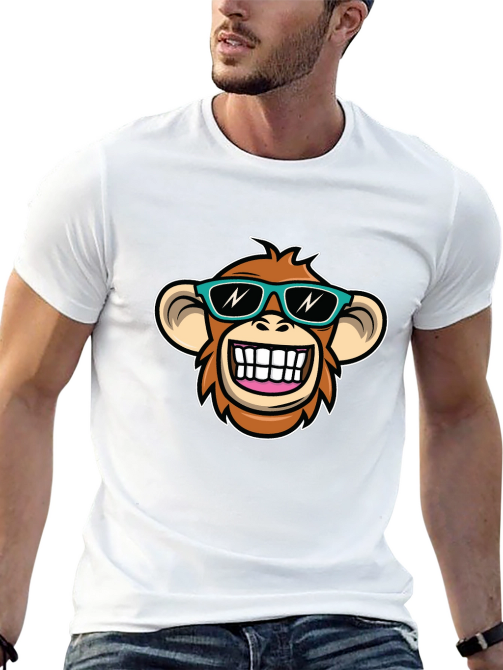 Cool Monkey Graphic T-Shirt - Black Crew Neck Tee