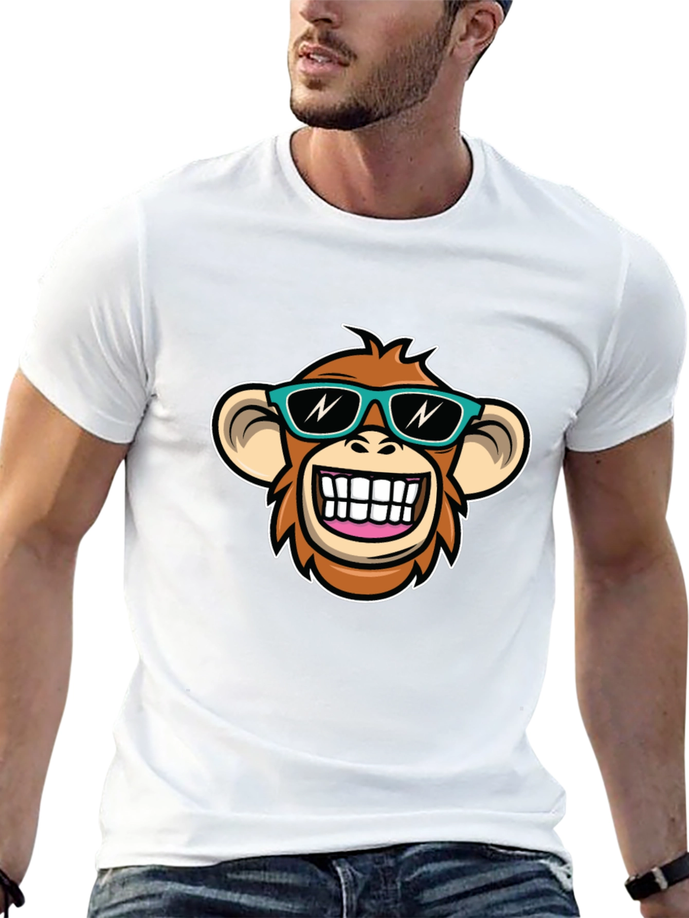 Cool Monkey Graphic T-Shirt - Black Crew Neck Tee