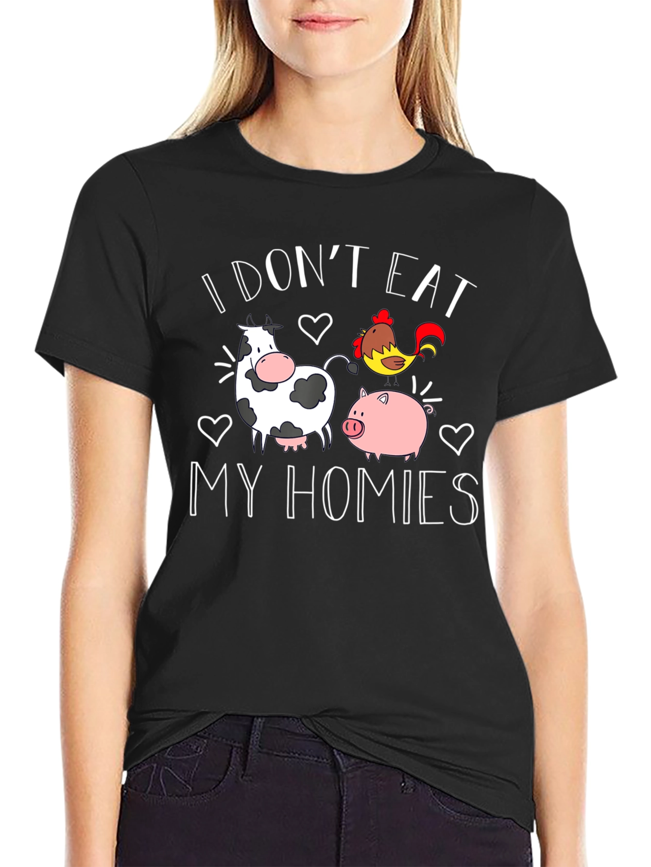 Vegan Black T-Shirt - I Dont Eat My Homies Graphic Tee