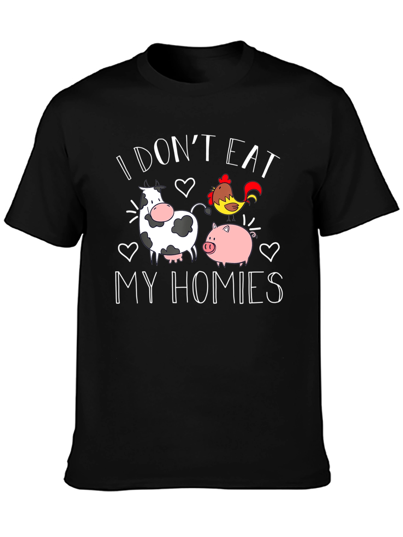 Vegan Black T-Shirt - I Dont Eat My Homies Graphic Tee