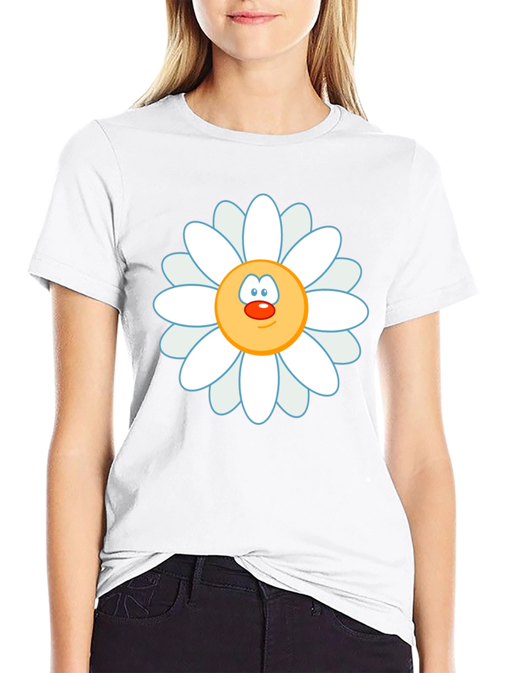 Daisy Face Graphic Black T-Shirt