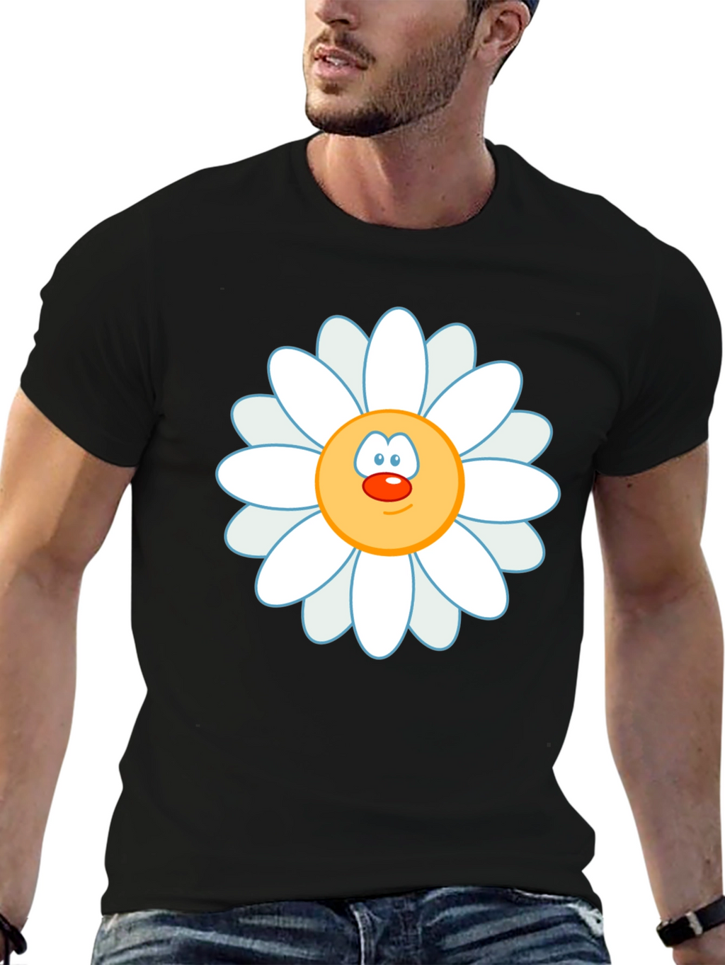 Daisy Face Graphic Black T-Shirt