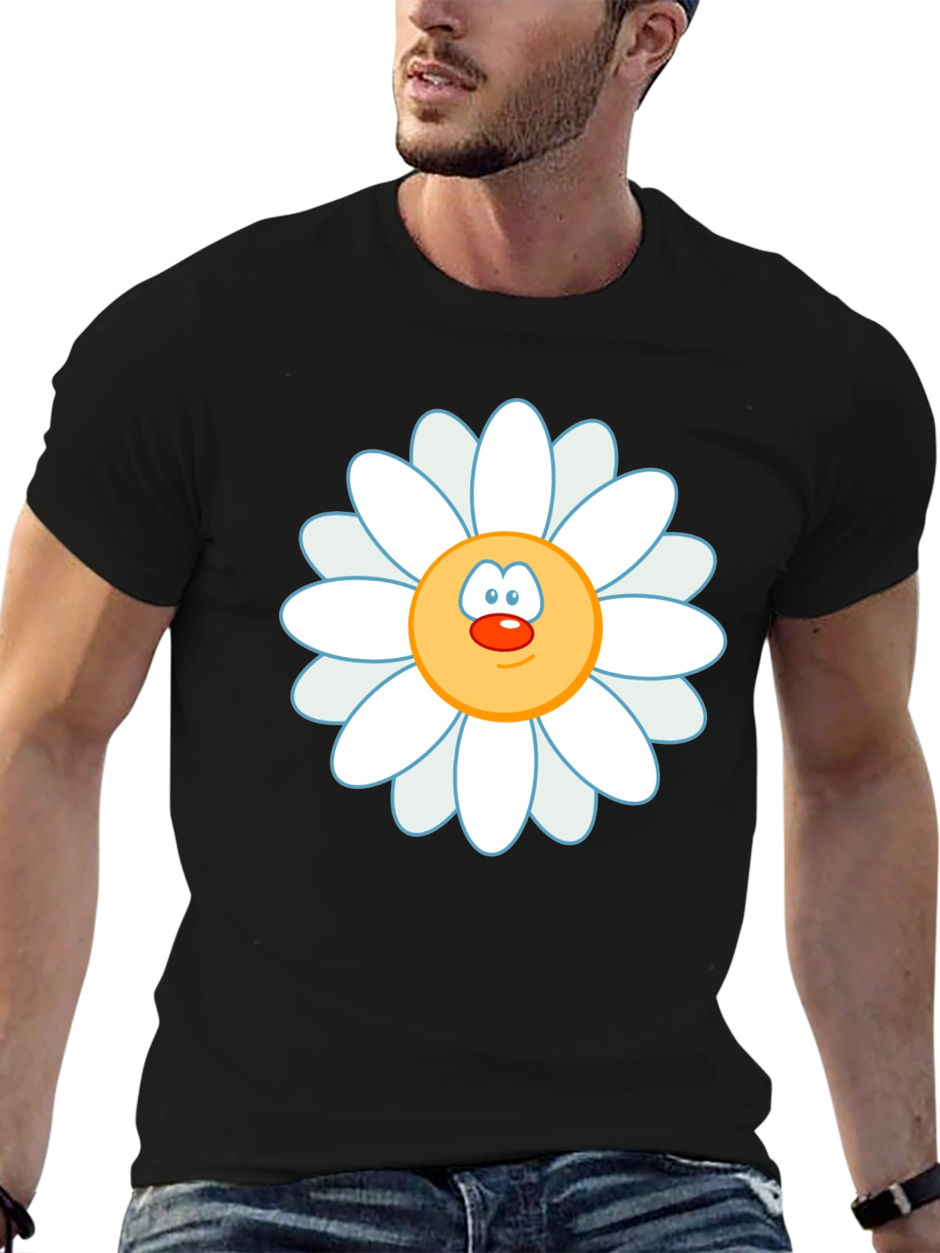 Daisy Face Graphic Black T-Shirt