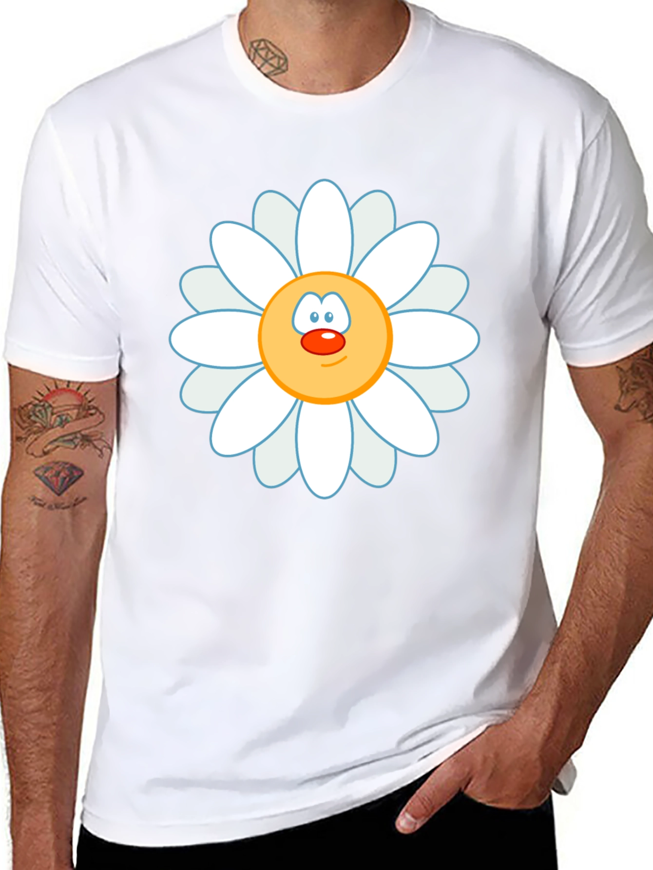 Daisy Face Graphic Black T-Shirt