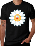 Daisy Face Graphic Black T-Shirt