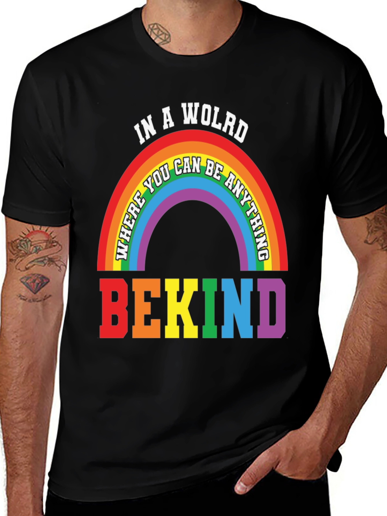 Be Kind Rainbow Graphic T-Shirt