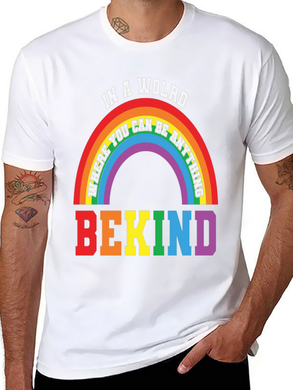 Be Kind Rainbow Graphic T-Shirt