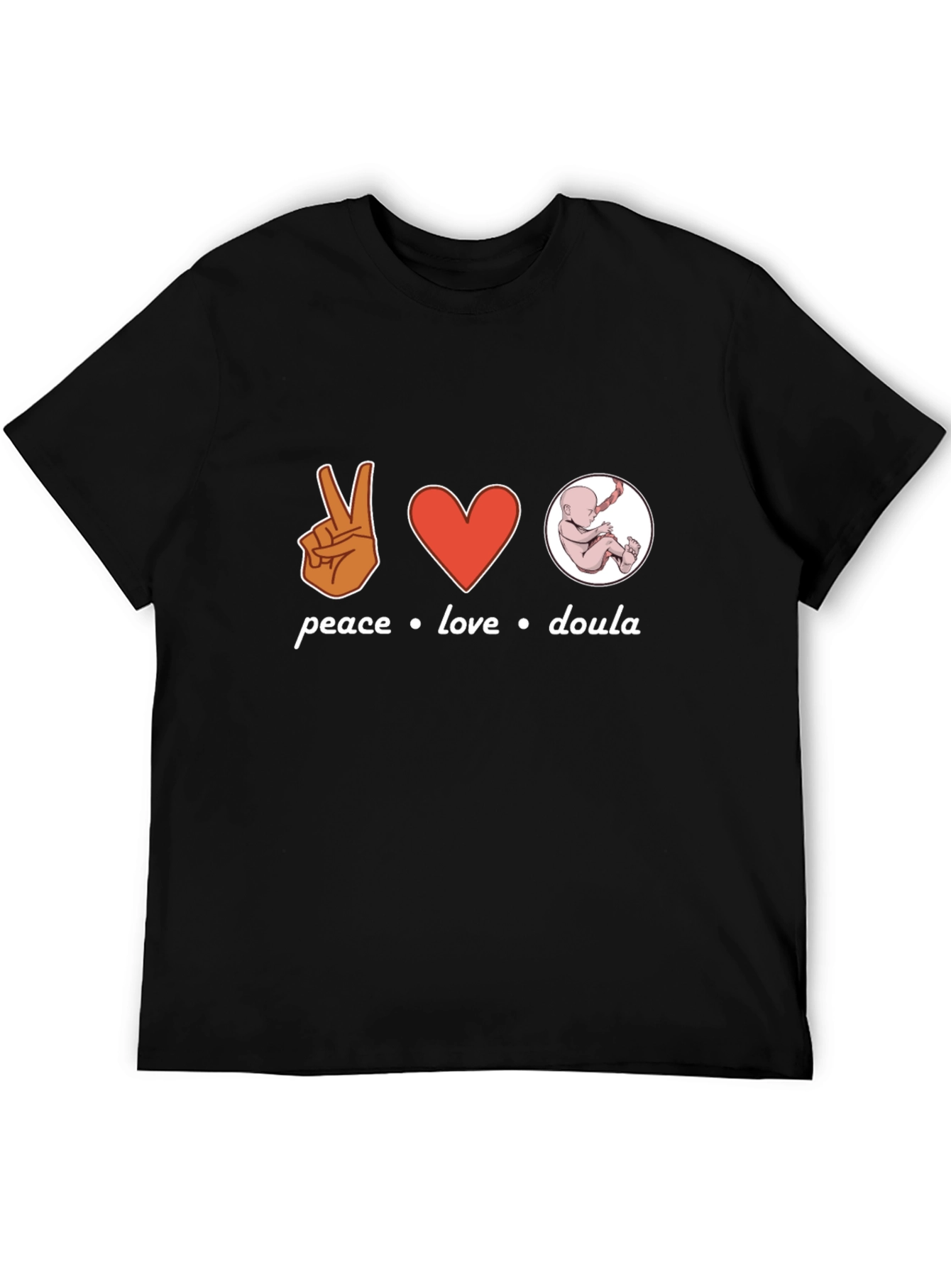 Peace Love Doula Black T-Shirt