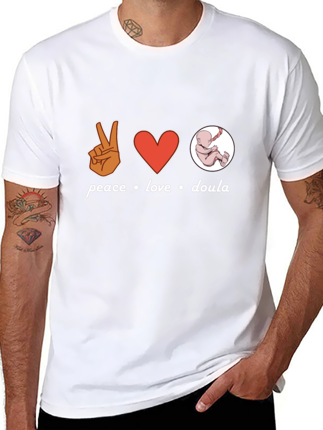 Peace Love Doula Black T-Shirt