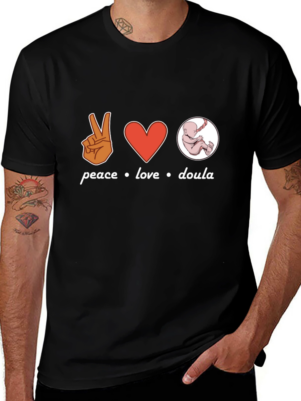 Peace Love Doula Black T-Shirt