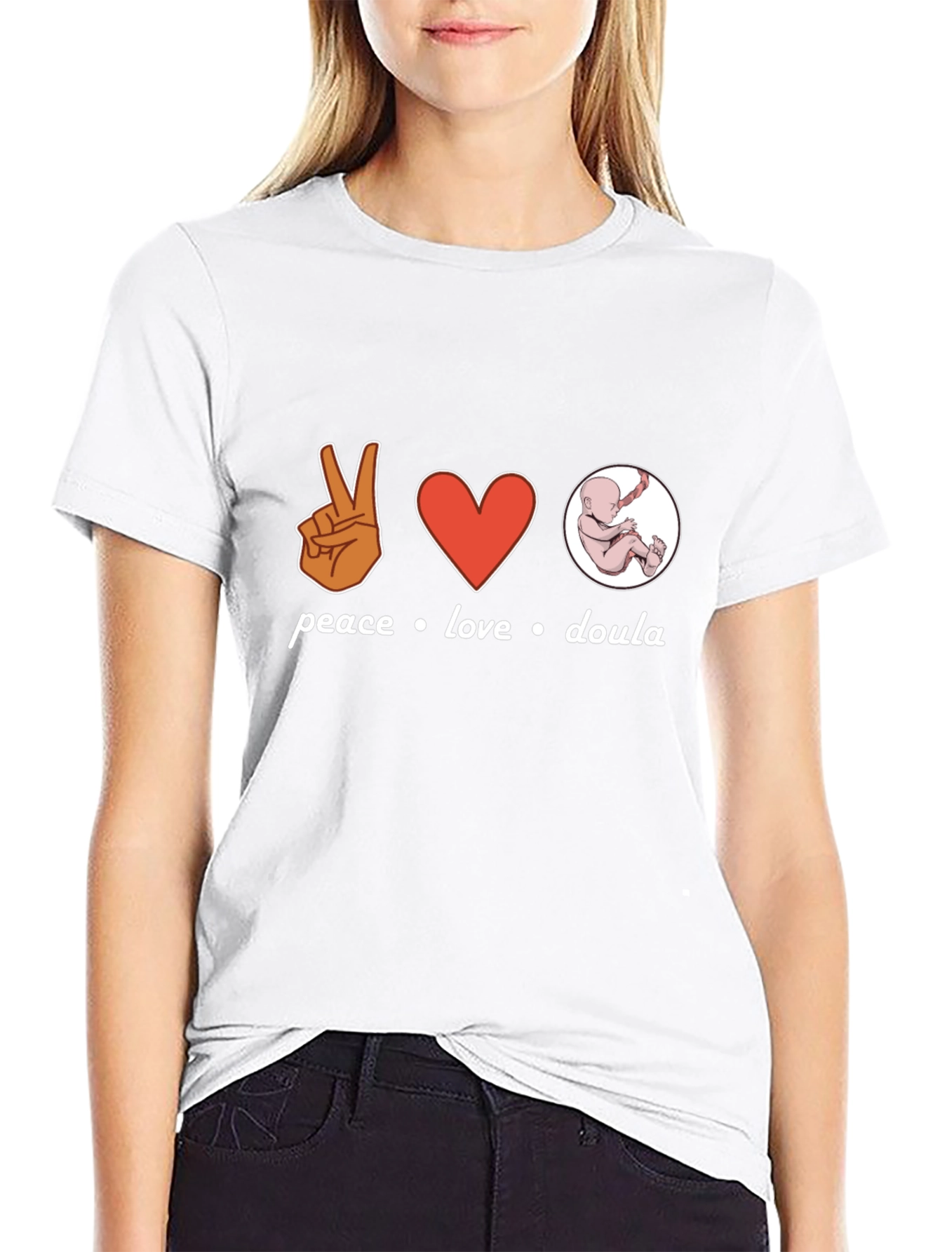 Peace Love Doula Black T-Shirt