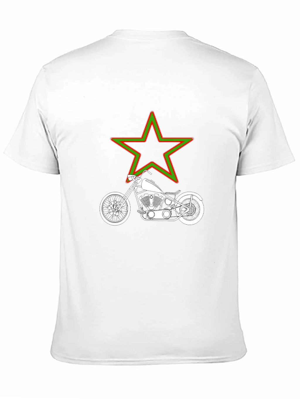 Motorcycle & Star Graphic T-Shirt - Black
