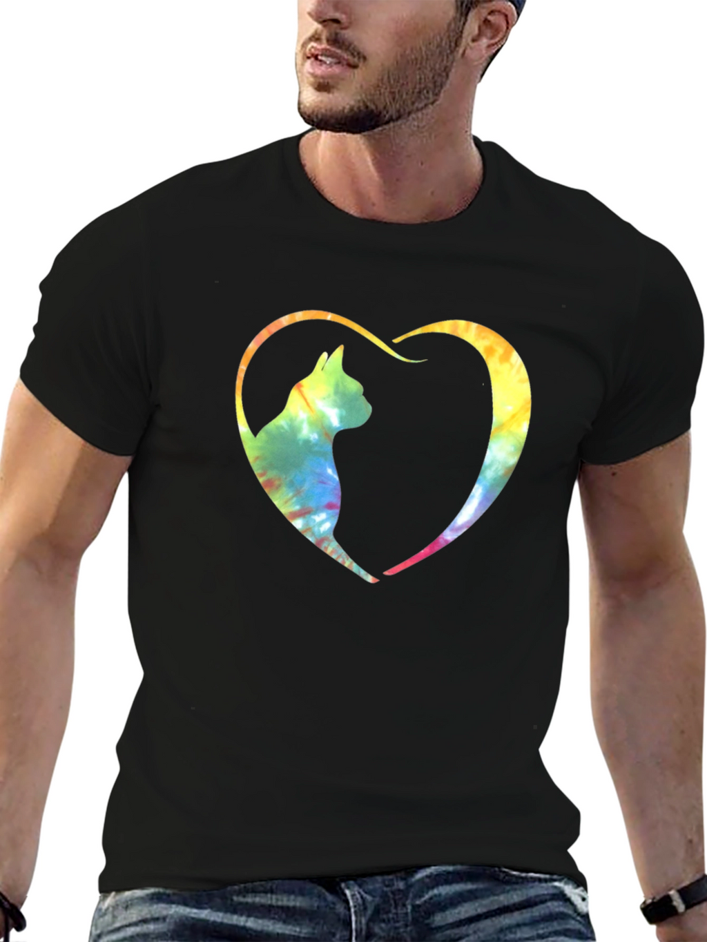 Tie-Dye Cat Heart Graphic Tee